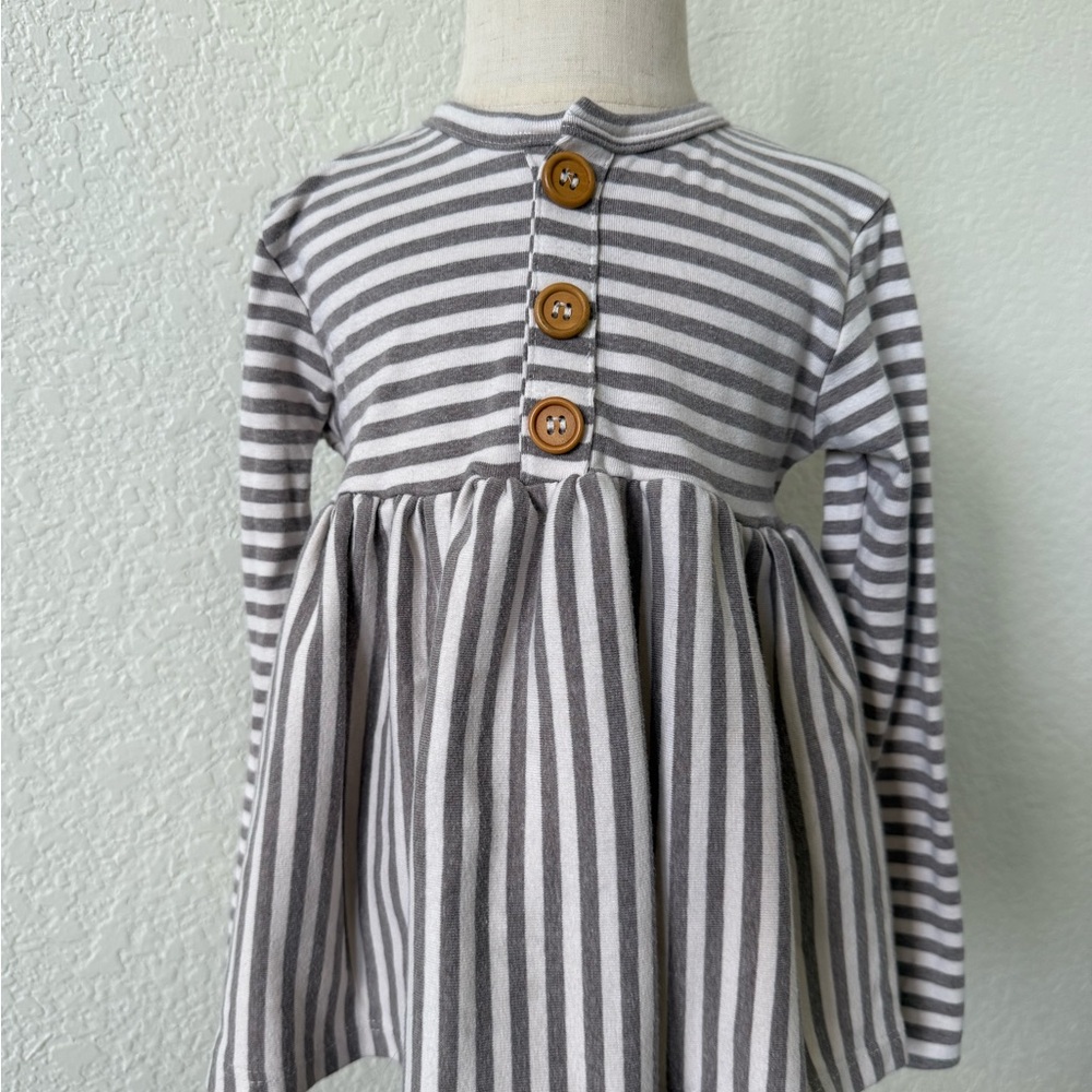 Lulu and Roo Striped Gray and White Peplum Top